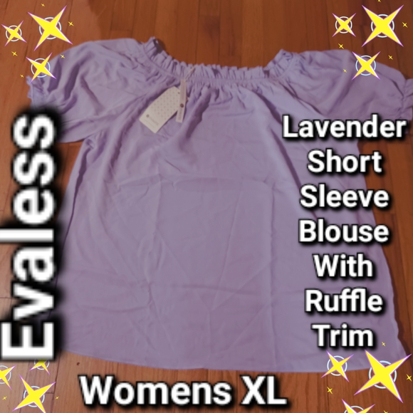 Lavender Peasant w/ Ruffle Trim  Short Puffy Sleeve Blouse Women's XL - Picture 1 of 10